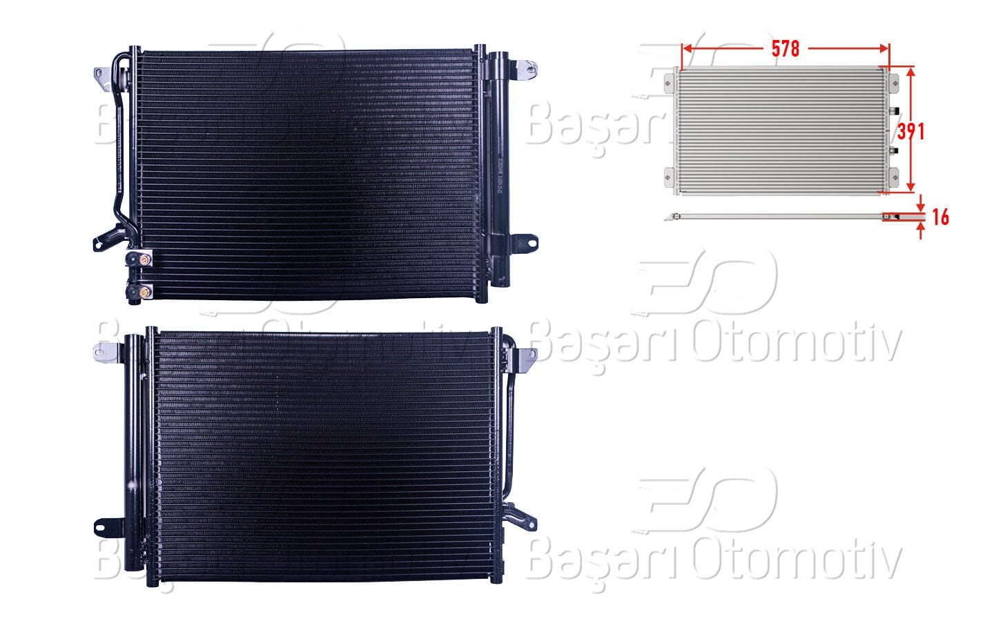 Volkswagen Beetle Jetta 2016 Sonrası Klima Radyatörü 578x391x16