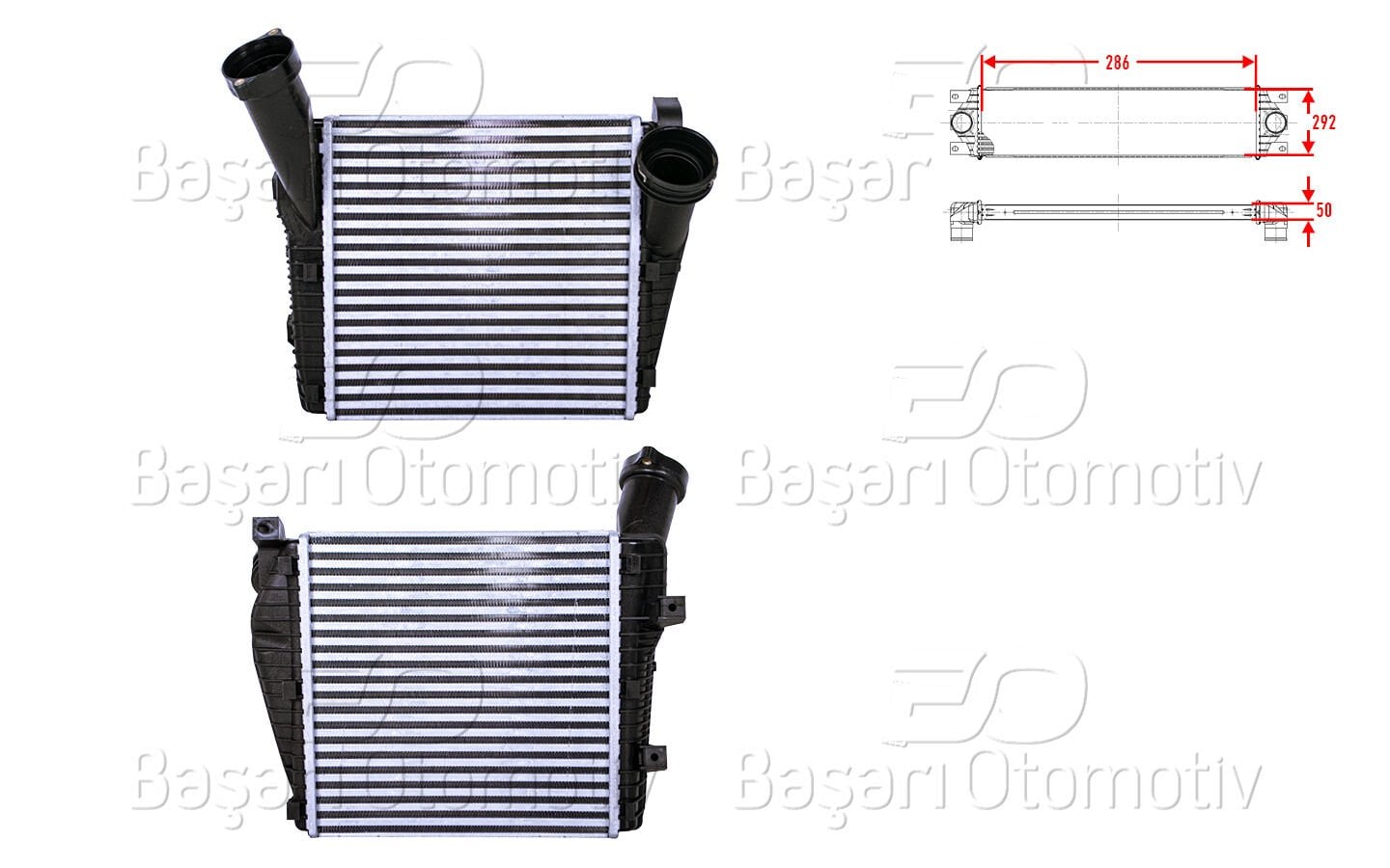 Volkswagen Touareg Q7 2004 Sonrası Turbo Radyatörü (Intercooler) 286x292x50