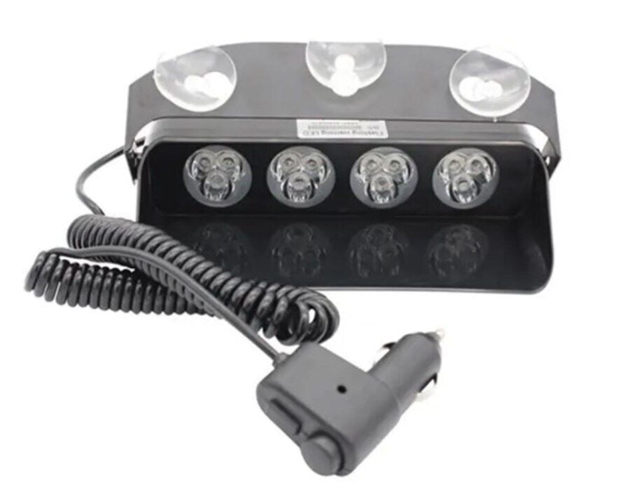 Araç İçi Vantuzlu Kırmızı Mavi Çakar Led Lamba 4 Ledli Yuvarlak Tasarım