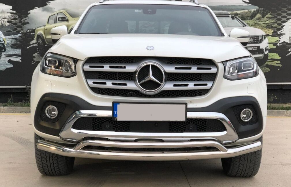 Mercedes X-Class 2017+ Uyumlu Off Road Ön Tampon Koruma Demiri Krom (Çiftli Bıyık) AQM4WD