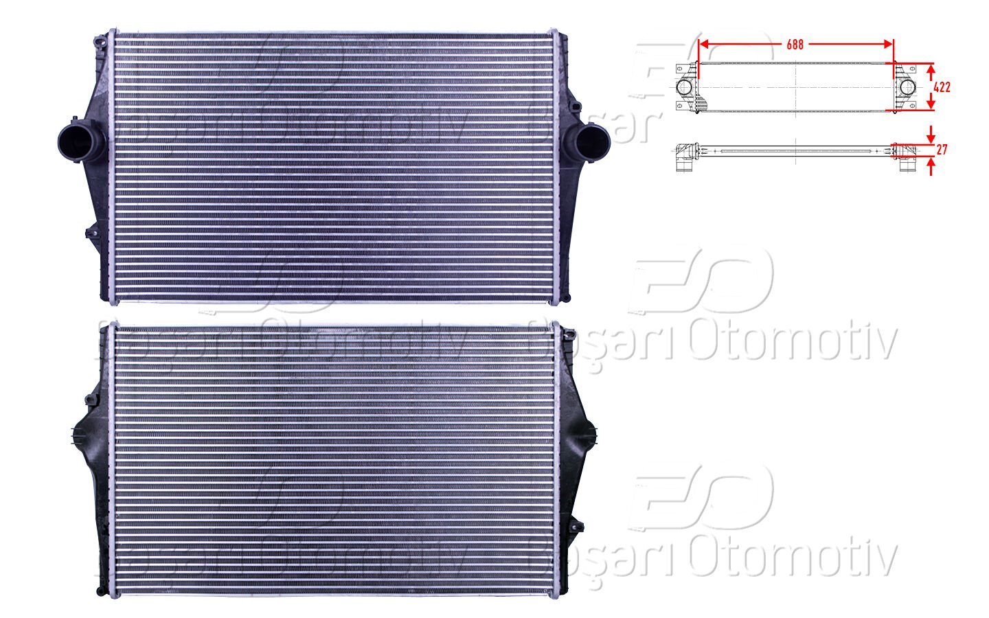 Volvo S60 2000-2010 Turbo Radyatörü (Intercooler) 688x422x27
