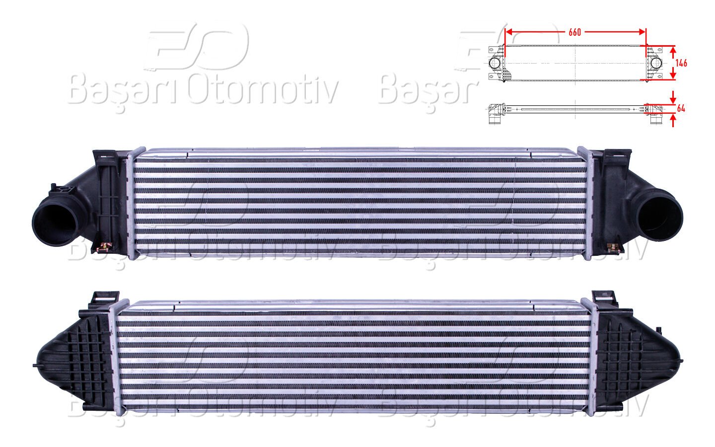 Volvo S80 2006 Sonrası Turbo Radyatörü (Intercooler) 660x146x64
