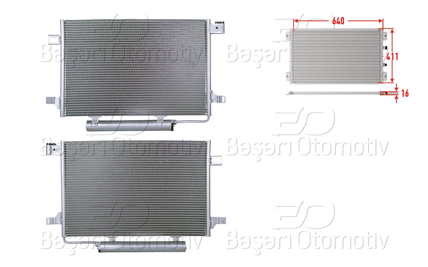 Mercedes-Benz A Serisi W169 2004 Sonrası Klima Radyatörü 640x411x16