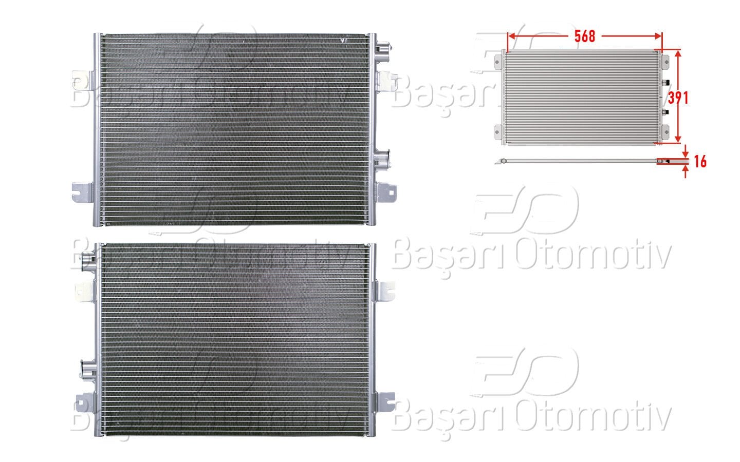 Dacia Logan Sandero 2005 Sonrası Klima Radyatörü 568x391x16