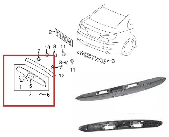 Hyundai Accent Era Arka Bagaj Plaka Üst Bakalit 2006 Sonrası Uyumlu