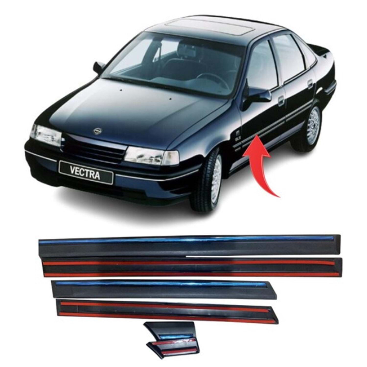 Opel Vectra A 1993 - 1995 Kapı Çıtası Takımı (6 Parça)