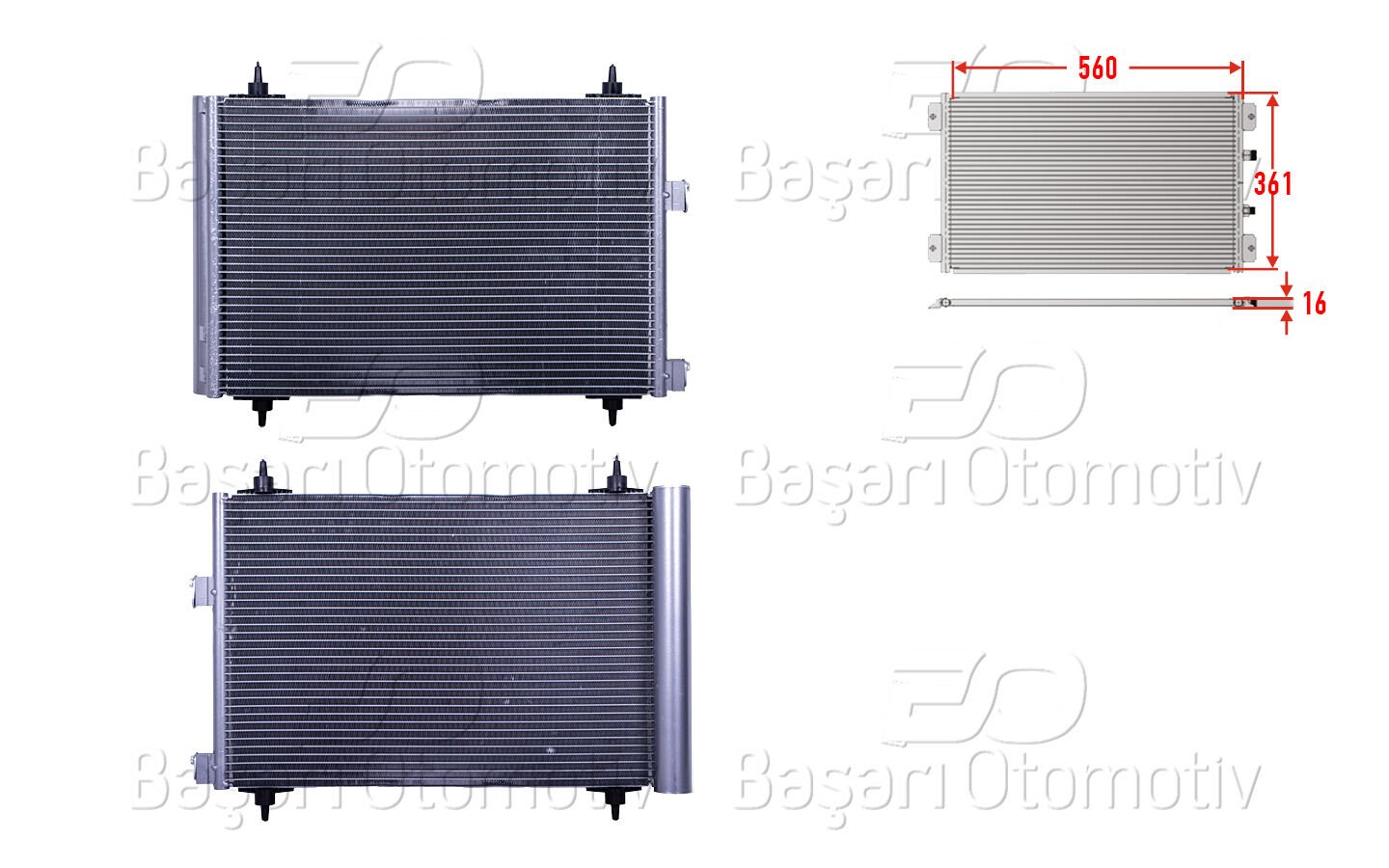 Peugeot 307 2001-2008 Klima Radyatörü 560x361x16