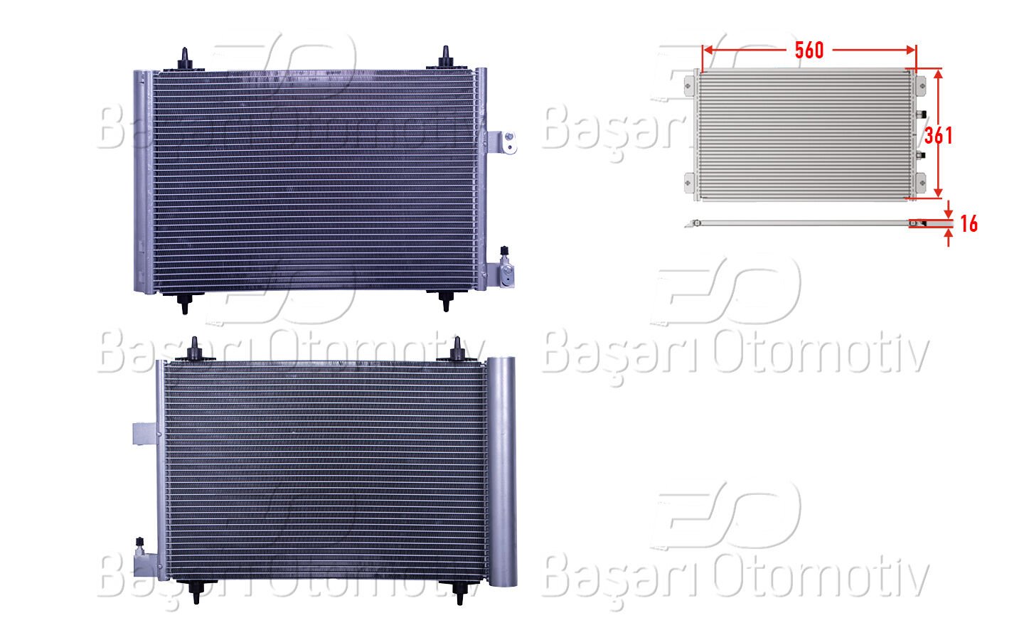 Peugeot 307 2001 Sonrası Klima Radyatörü 560x361x16