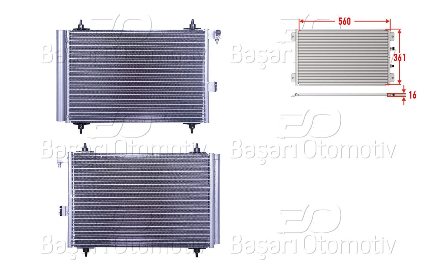 Peugeot Partner 2002 Sonrası Klima Radyatörü 560x361x16
