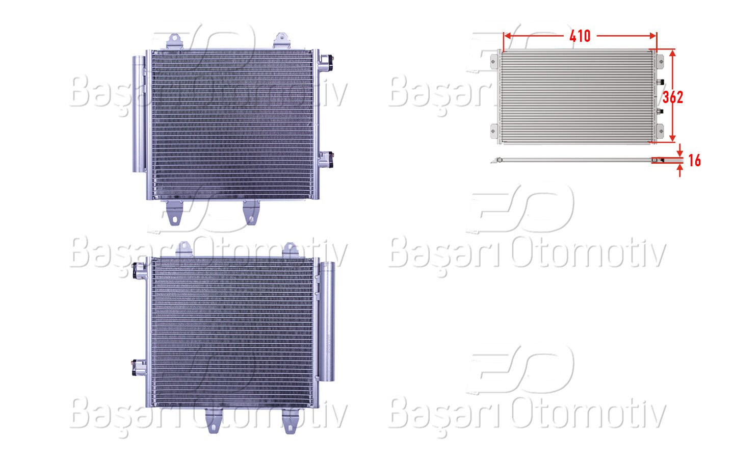 Peugeot 107 2005 Sonrası Klima Radyatörü 410x362x16