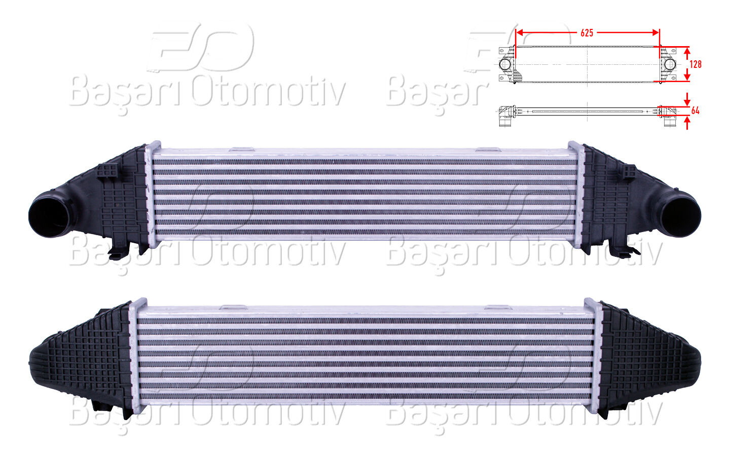 Mercedes-Benz W204 C180 CDI C200 CDI C250 CGI 2009 Sonrası Turbo Radyatörü (Intercooler) 625x128x64