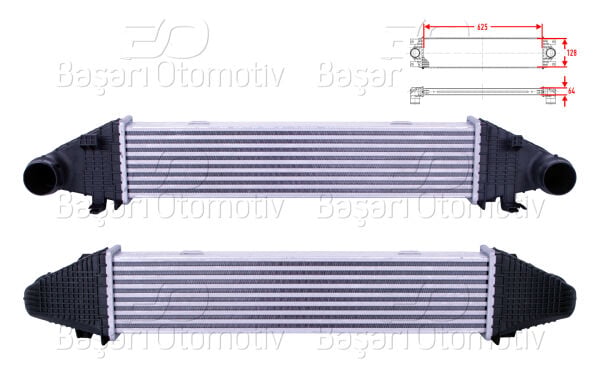 Mercedes-Benz W204 C180 CDI C200 CDI C250 CGI 2009 Sonrası Turbo Radyatörü (Intercooler) 625x128x64