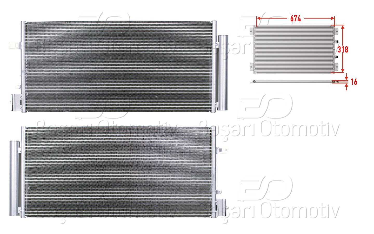 Chevrolet Aveo T300 1.3 Dizel 1.4 Benzin 2011 Sonrası Klima Radyatörü 674X318X16