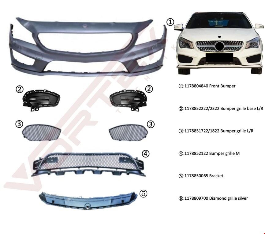 Mercedes-Benz CLA W117 2013-2019 Arası Uyumlu AMG Ön Tampon Seti