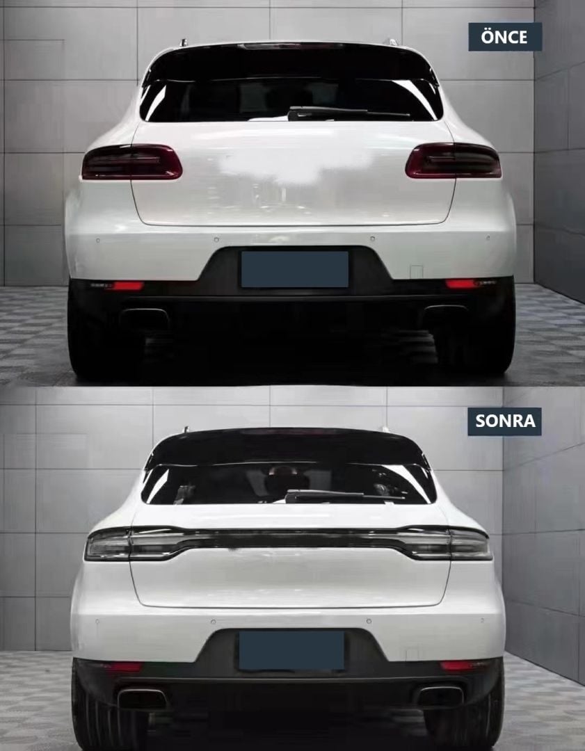 Porsche Macan (2014-2018) Arası Uyumlu Bagaj Kapağı ve Led Stop 2018+ Görünüm Facelıft /Smoke
