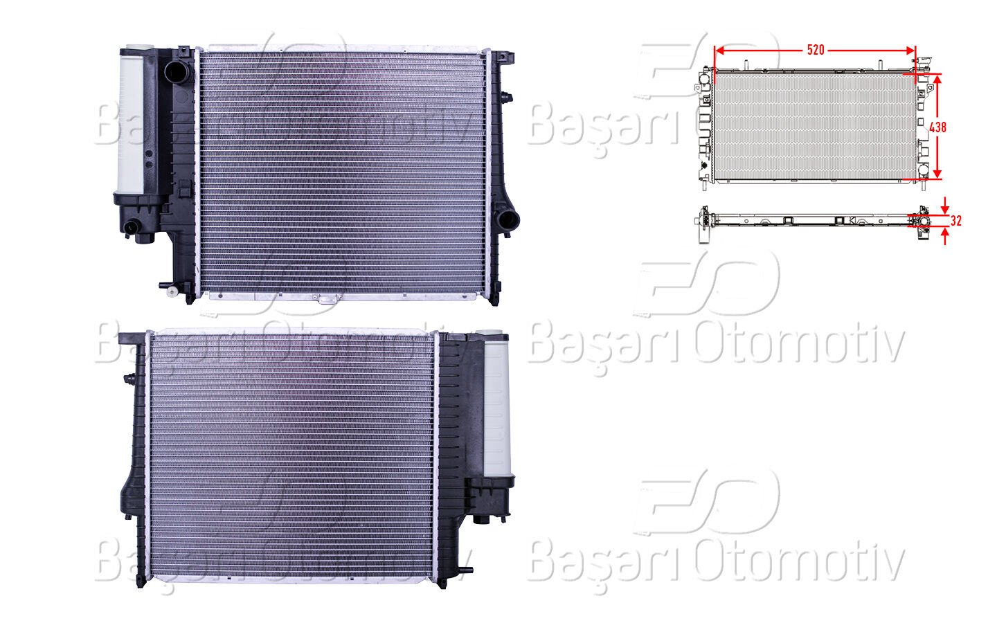 BMW 5 Serisi E34 M50 520i 525i M40 518i Su Radyatörü Brazing MT AT 520X438X32