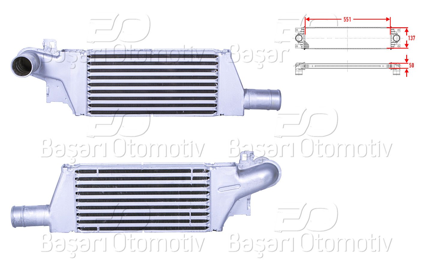 Opel Corsa C 2002 Sonrası Turbo Radyatörü (Intercooler) 551x137x50