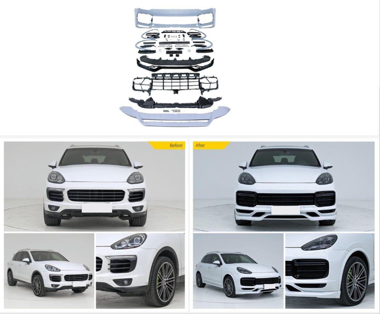 Porsche Cayenne (2014-2017) Arası Uyumlu Facelıft 2020+ Yükseltme 9Y0.1 Turbo+ TKT Body Kit