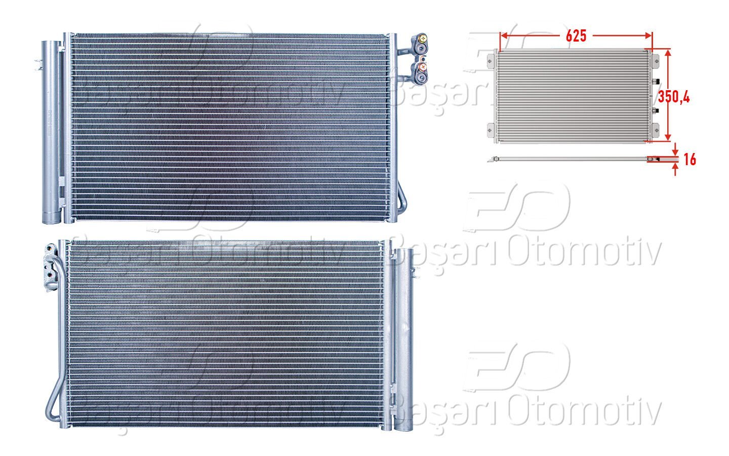 BMW 1 Serisi E81 E82 E87 E88 3 Serisi E90 E91 E92 E93 X1 E84 Z4 E89 2005 Sonrası Dizel Klima Radyatörü 625X350.4X16