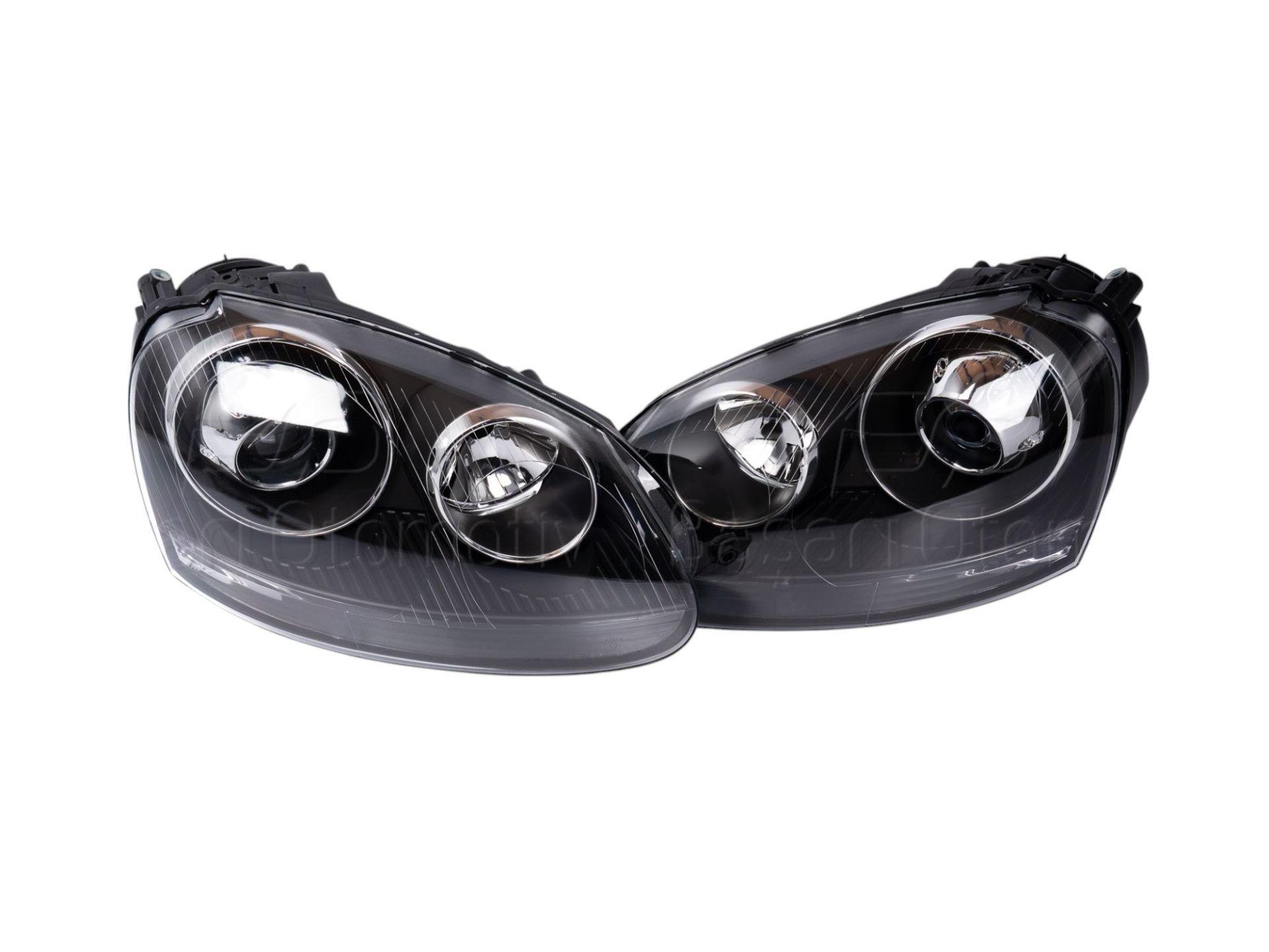 VW Golf 5 R32, Golf 5 GTI, Jetta 2003-2009 Sol-Sağ Mercekli Siyah Far Seti Tak/Çalıştır