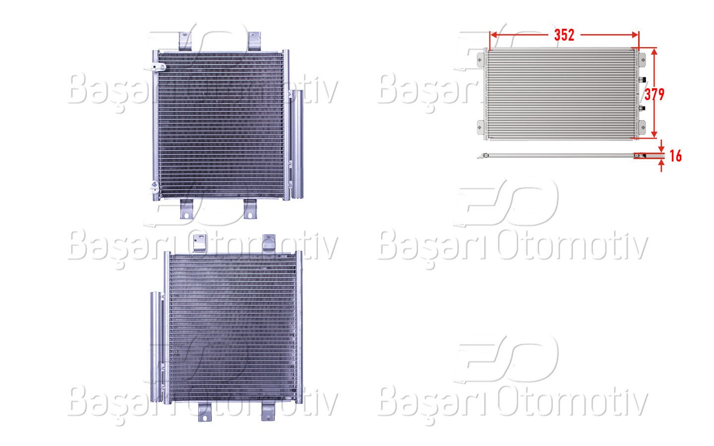 Daihatsu Sirion 1.0 1.3 1.5 2005 Sonrası Klima Radyatörü (352X379X16)