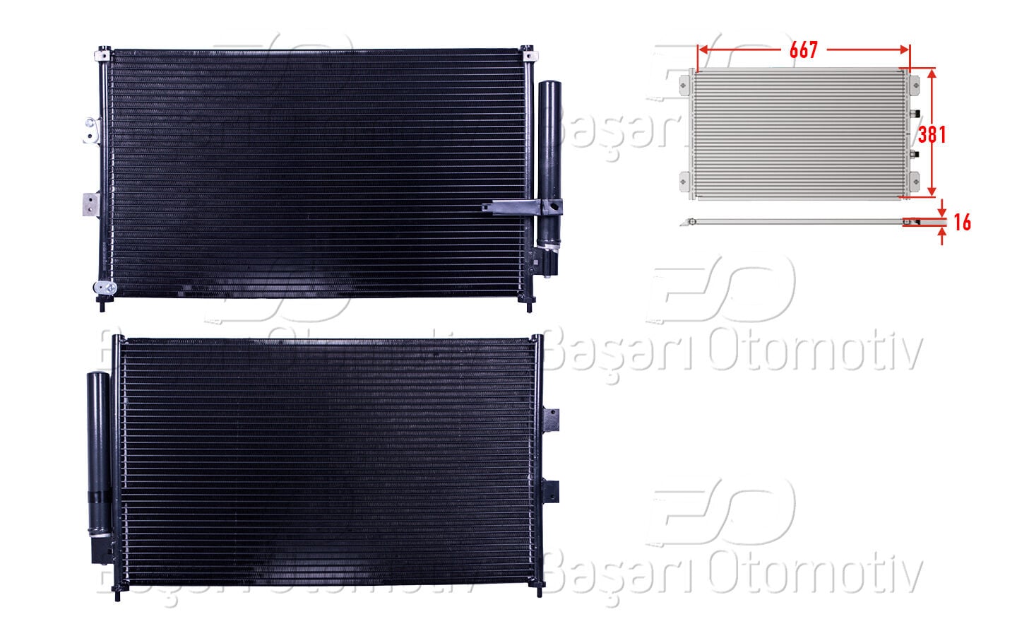 Honda Civic 2006-2012 Klima Radyatörü 667x381x16 (1.3, 1.6, 1.8 Motor Seçenekleri)