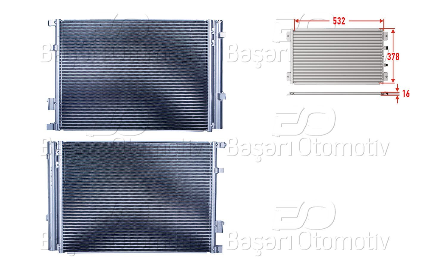 Kia Rio 4 1.0 T-GDI 100 2017 Sonrası Kia Rio 4 1.4 CRDI 77 2017 Sonrası Kia Stonic 1.0 T-GDI 2017 Sonrası Klima Radyatörü 532X378X16