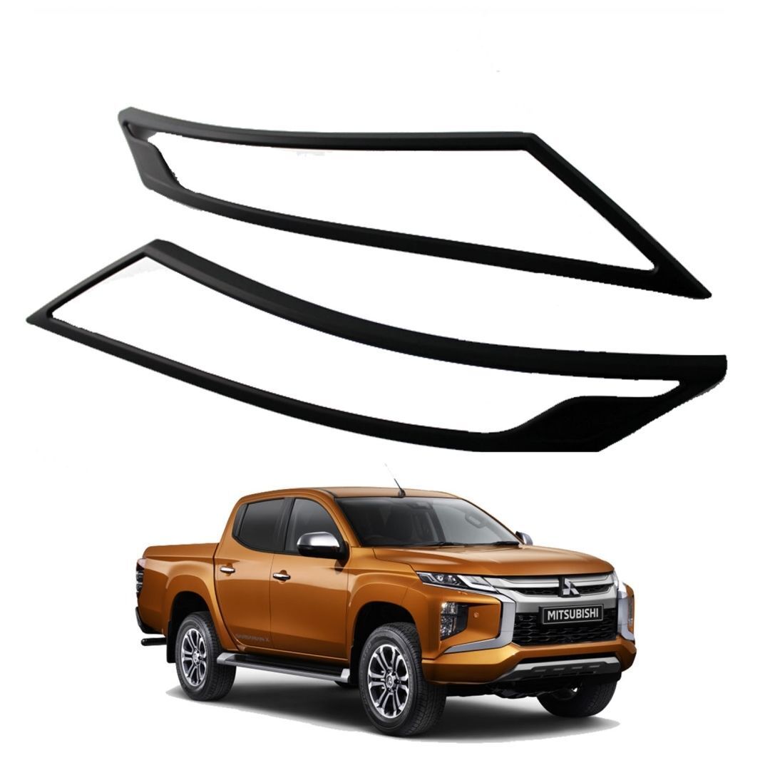Mitsubishi L200 2019+ Uyumlu Far Çerçevesi Kaplama - Siyah