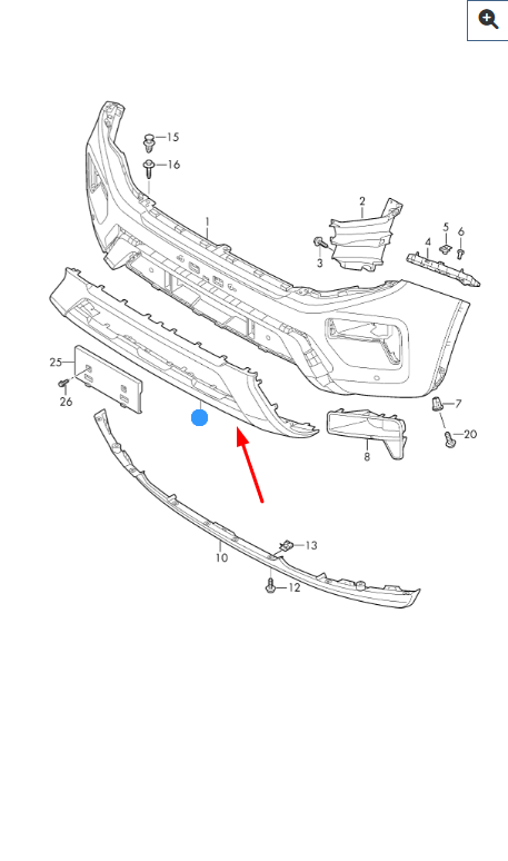 Volkswagen Amarok 2023 ve Sonrası Tampon Kaplaması Ön Orta Astarlı