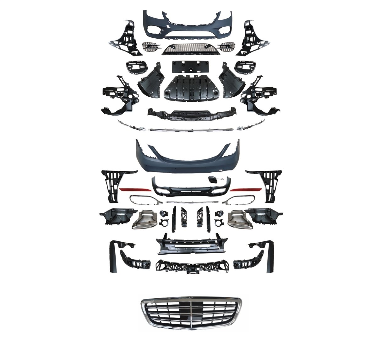 Mercedes W222 S Serisi Uyumlu S450 Body Kit ( Ön Arka Tampon & Panjur & Egzoz )