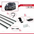 Volkswagen Caddy 3 (2K) 2011-2015 Arası ile Uyumlu BASIC Model Ara Atkı Tavan Barı Gri 4 Adet