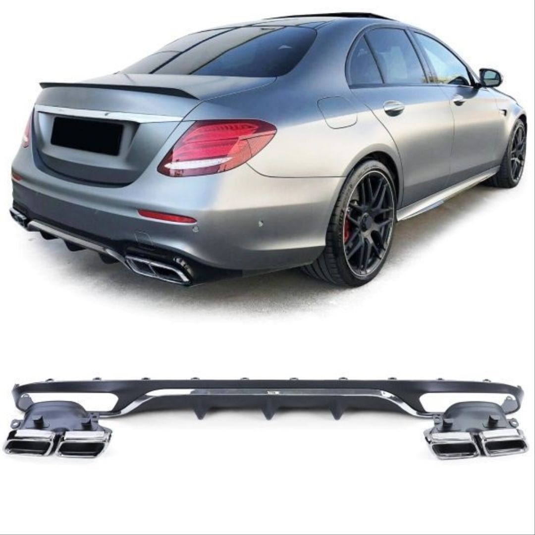 Mercedes W213 E Serisi 2017+ Uyumlu E63 Sılver Difüzör & Sılver Egzoz Seti ( AMG Uyumlu )
