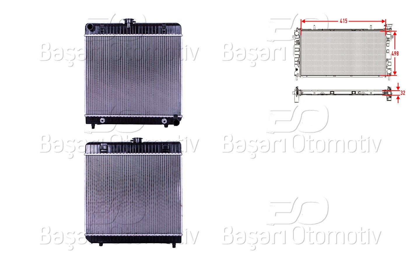 Mercedes-Benz C123 S123 W123 1977 Sonrası Radyatör (415x498x32)