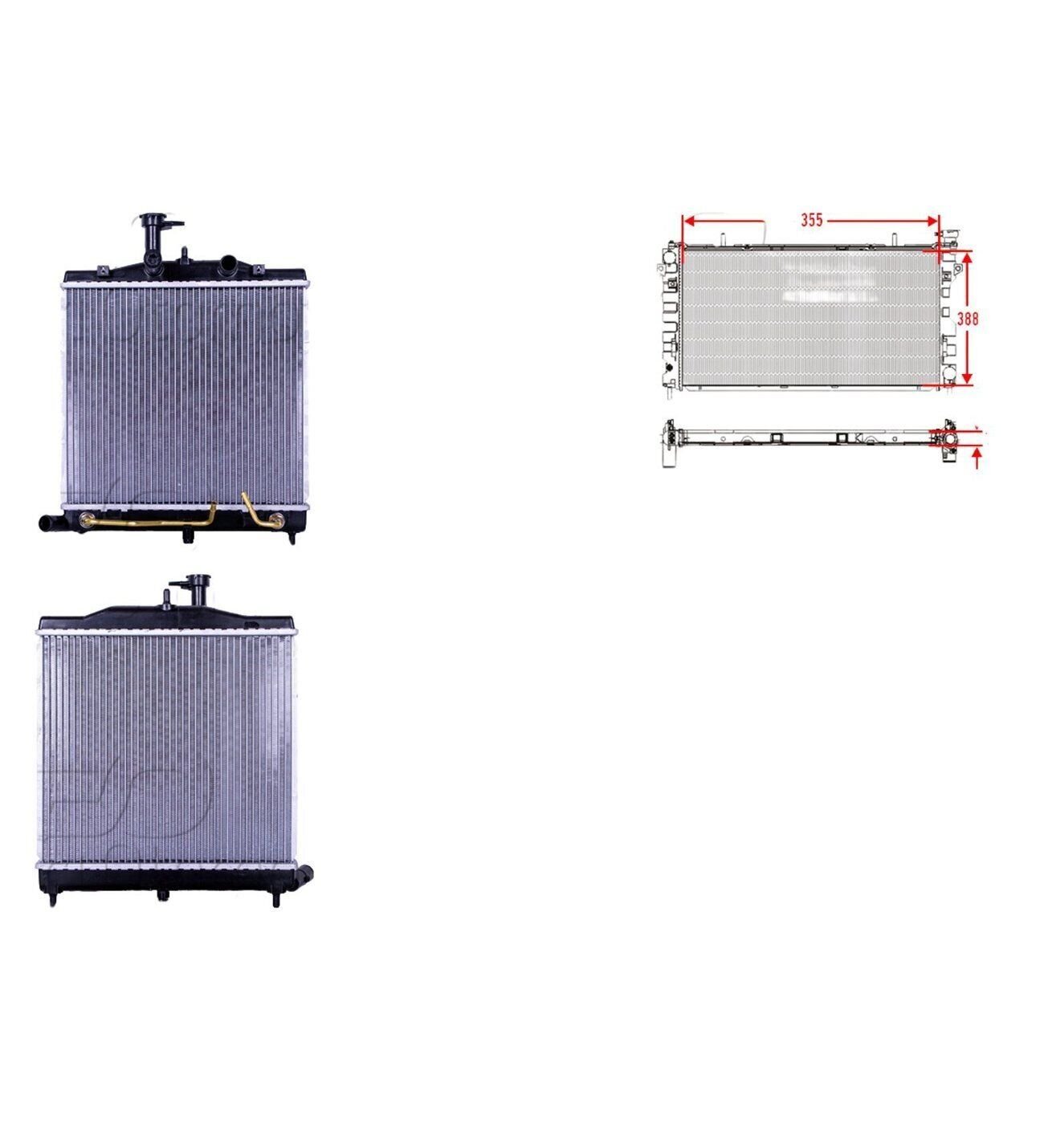 Kia Picanto 1.1 Benzinli 2007-2009 Su Radyatörü Brazing AT 355X388X16