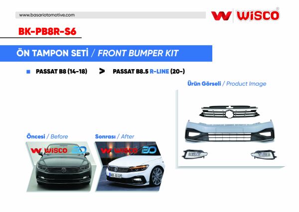 Volkswagen Passat B8.5 R-Line 2014-2018 Tampon Seti Ön V1