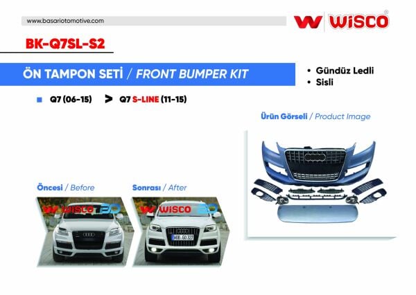 Audi Q7 2011-2015 Tampon Seti Ön Günlük LED'li ve Sis Farı (4L0807105MGRUS2)