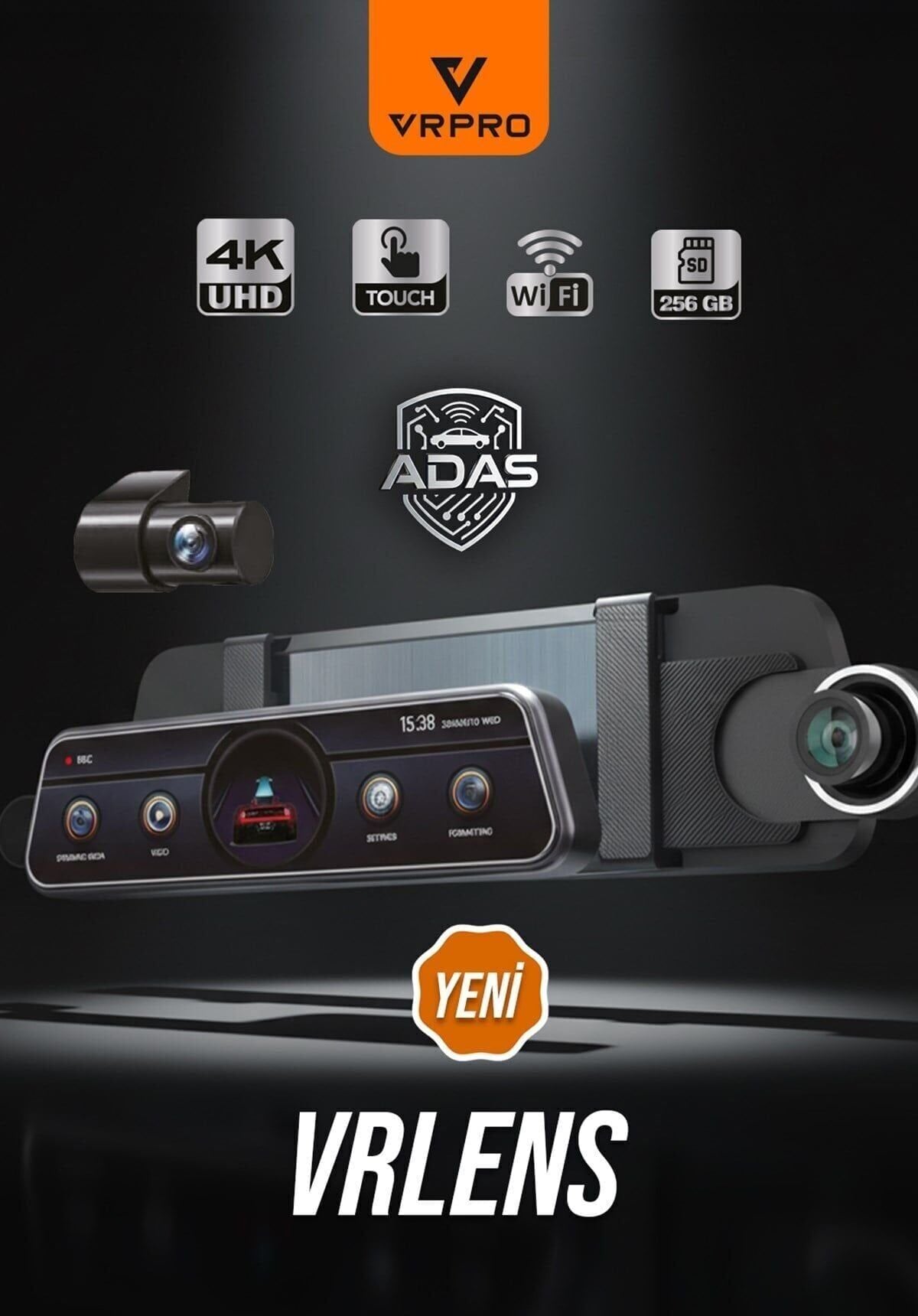 VRLens 2014 Sonrası 10'' Dokunmatik Ekranlı Araç Kamerası (4K, ADAS, BSD)