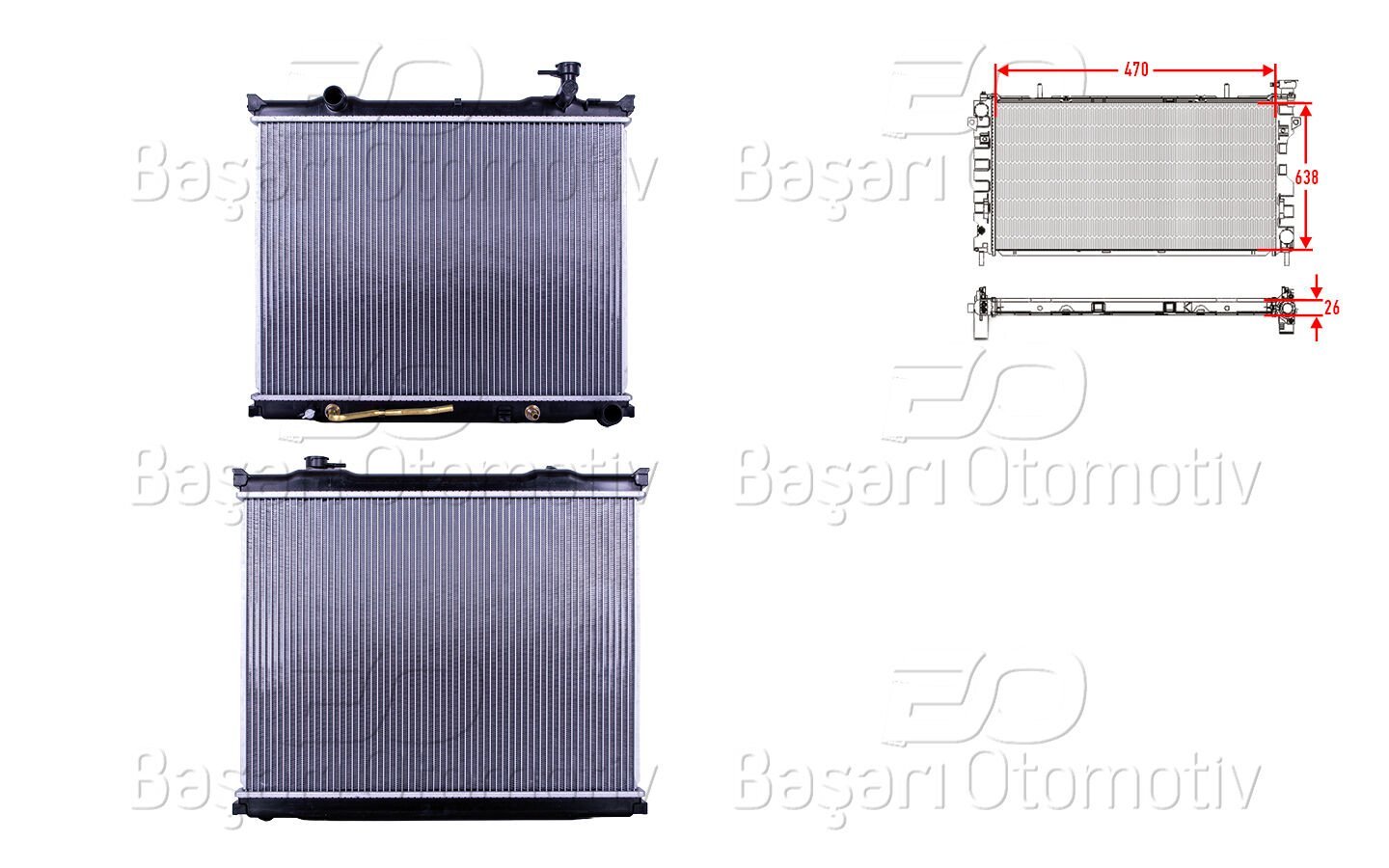 Kia Sorento 2006-2009 Uyumlu Kapaklı Su Radyatörü