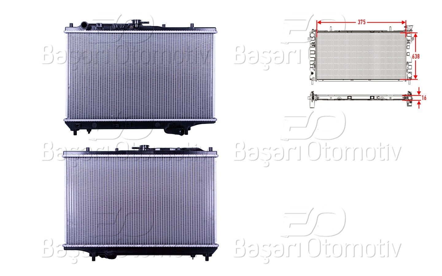 Kia Sephia 1993-1996 Su Radyatörü Brazing MT 375x638x16