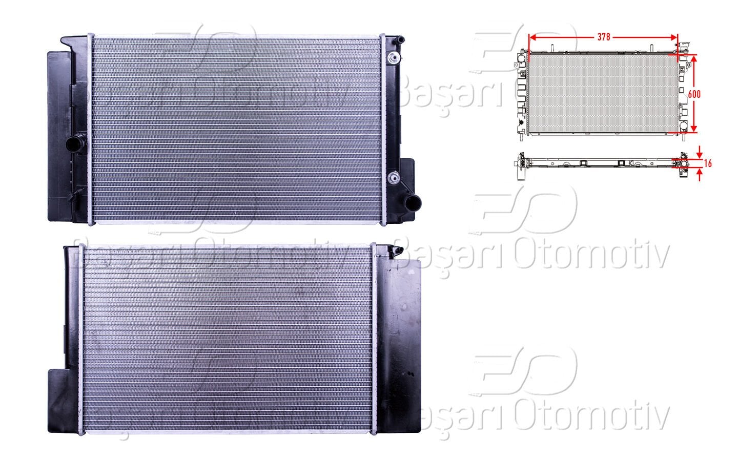 Toyota Corolla 2007 Sonrası Radyatör (378x600x16 mm)