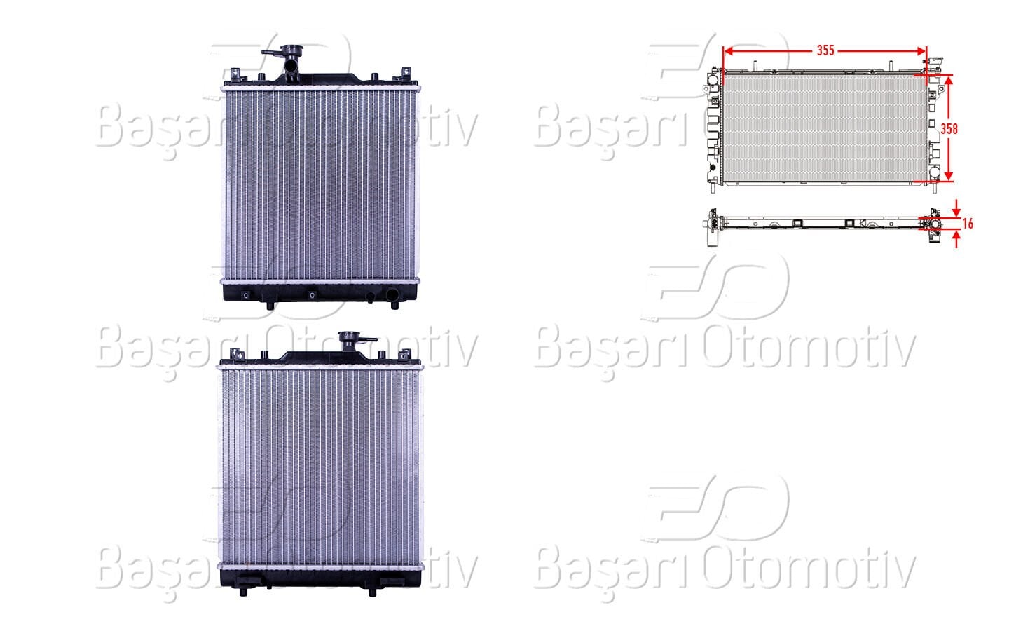 Suzuki Alto 2004-2008 Su Radyatörü Brazing (355x358x16)