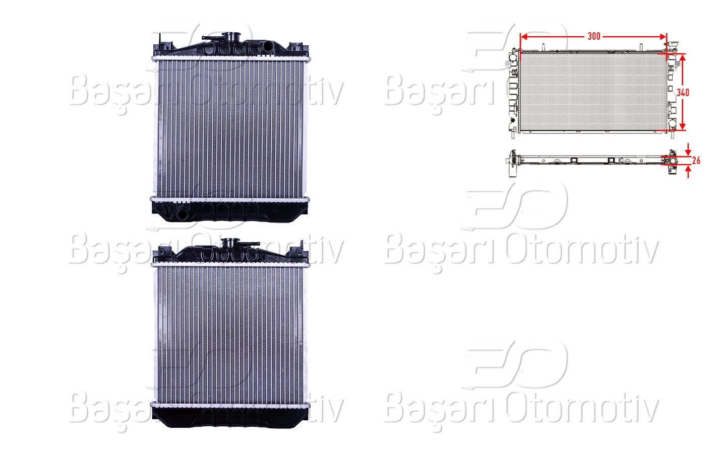 Suzuki Alto 1986 Sonrası Su Radyatörü Brazing (300x340x26)