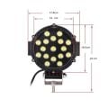 51W CRE Power Led Üniversal Yuvarlak Sis Lambası 17 Ledli Siyah