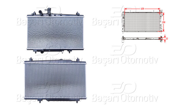 Geely Familia 2005-2015 Su Radyatörü Brazing MT 350X638X22