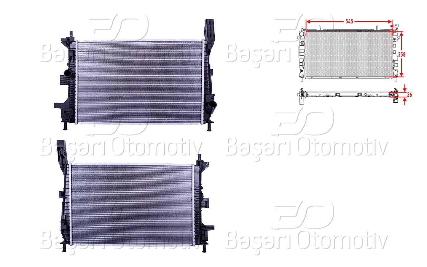 Ford Focus 1.0 EcoBoost 2011 Sonrası Su Radyatörü Brazing MT 545X358X26