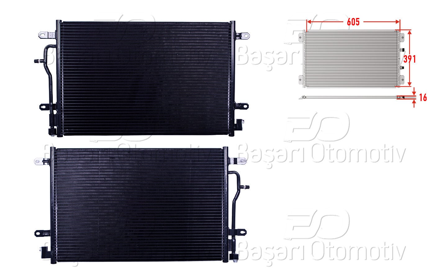 Audi A4 A6 1.6 1.8 1.9 2001 Sonrası Klima Radyatörü 605X391X16