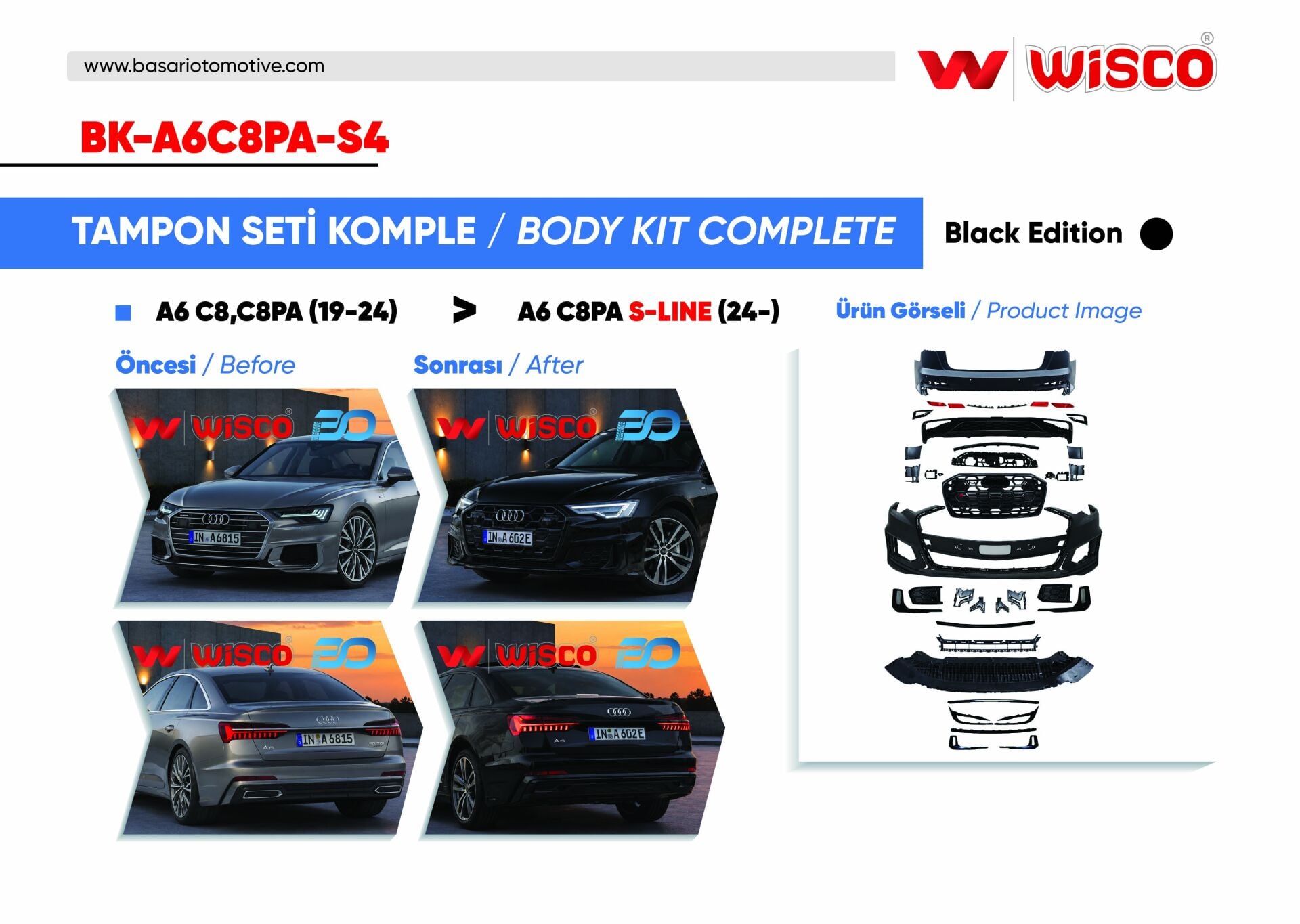 AUDI A6 C8 S-LINE 19-24 (19-24 ARASI A6 SEDAN ICIN UYUMLUDUR)
