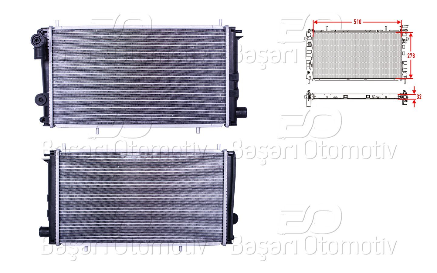 Citroen C15 Dizel 1994 Sonrası Su Radyatörü Brazing MT 510X278X32Mm