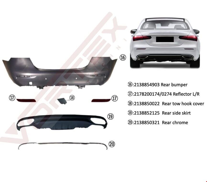 Mercedes-Benz W213 2020- Arka Tampon Seti Dolu Exclusive (A2138854903, A2138852125)