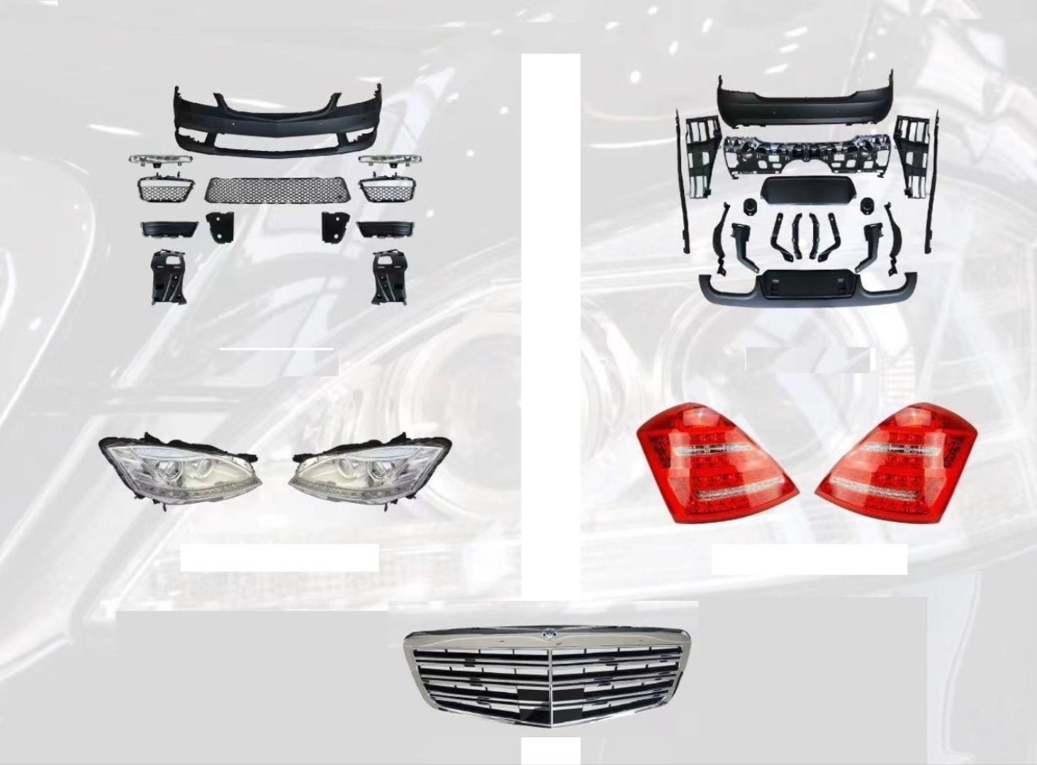 Mercedes W221 S Serisi Uyumlu S63 & S65 Body Kit ( Far ve Stop Dahil Full Set )